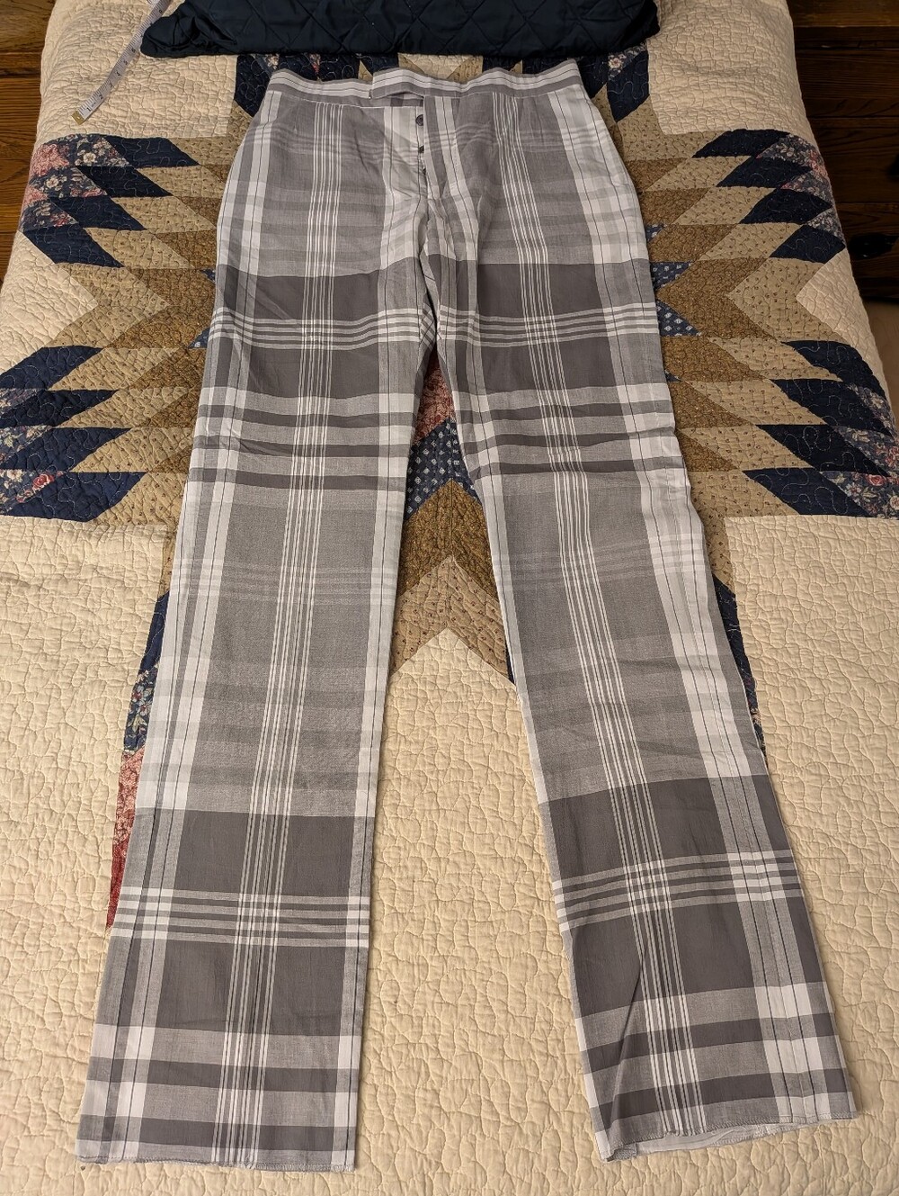 Thom Browne Men's Grey Plaid Madras Trousers size 1 NWT